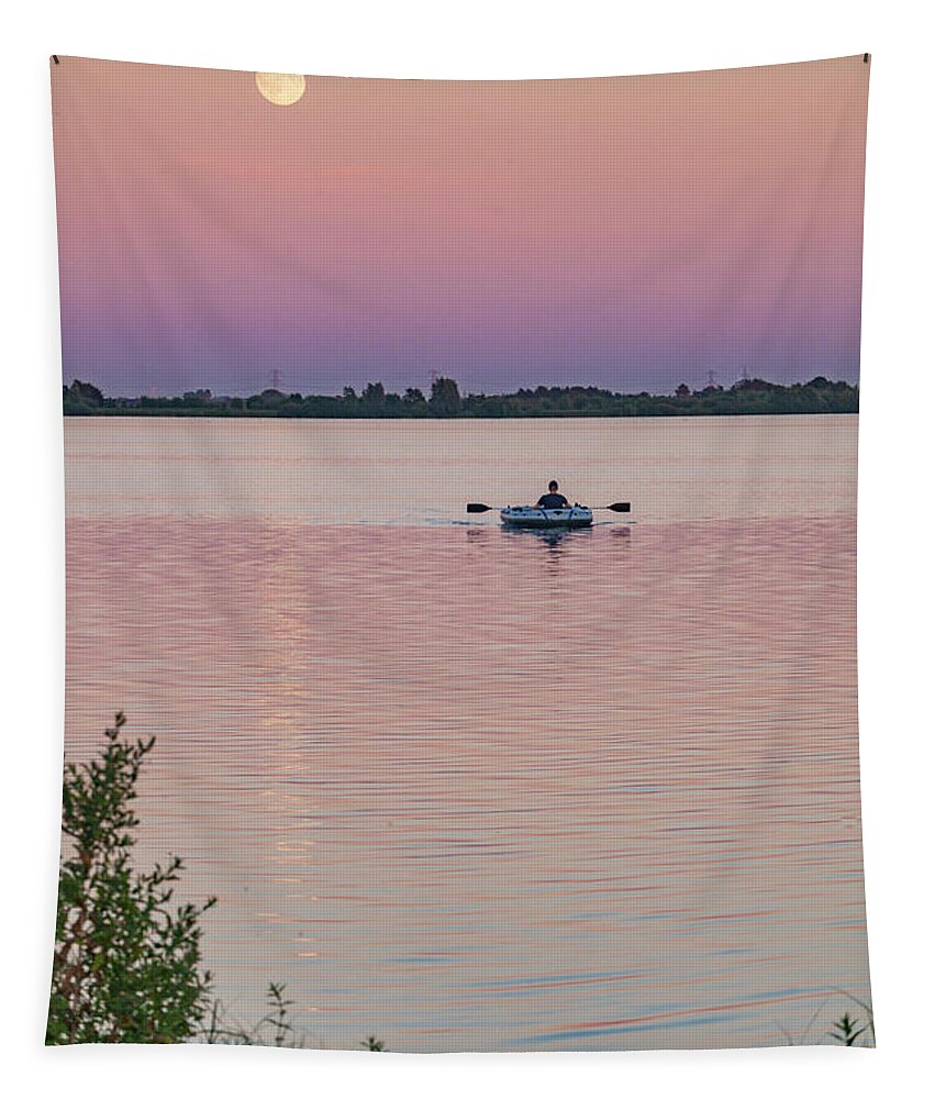 Holland Tapestry featuring the photograph Rowing to the moon by Casper Cammeraat