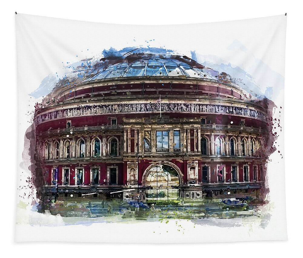 Royal Albert Hall Tapestry featuring the painting Royal Albert Hall - London by Justyna Jaszke JBJart