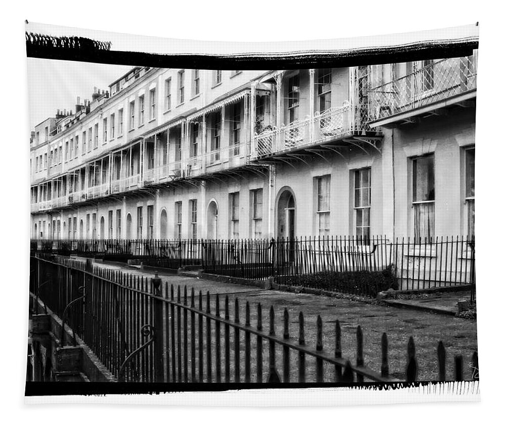 Royal Crescent Apartments Tapestry featuring the photograph Royal Crescent in Black and White by Peggy Dietz