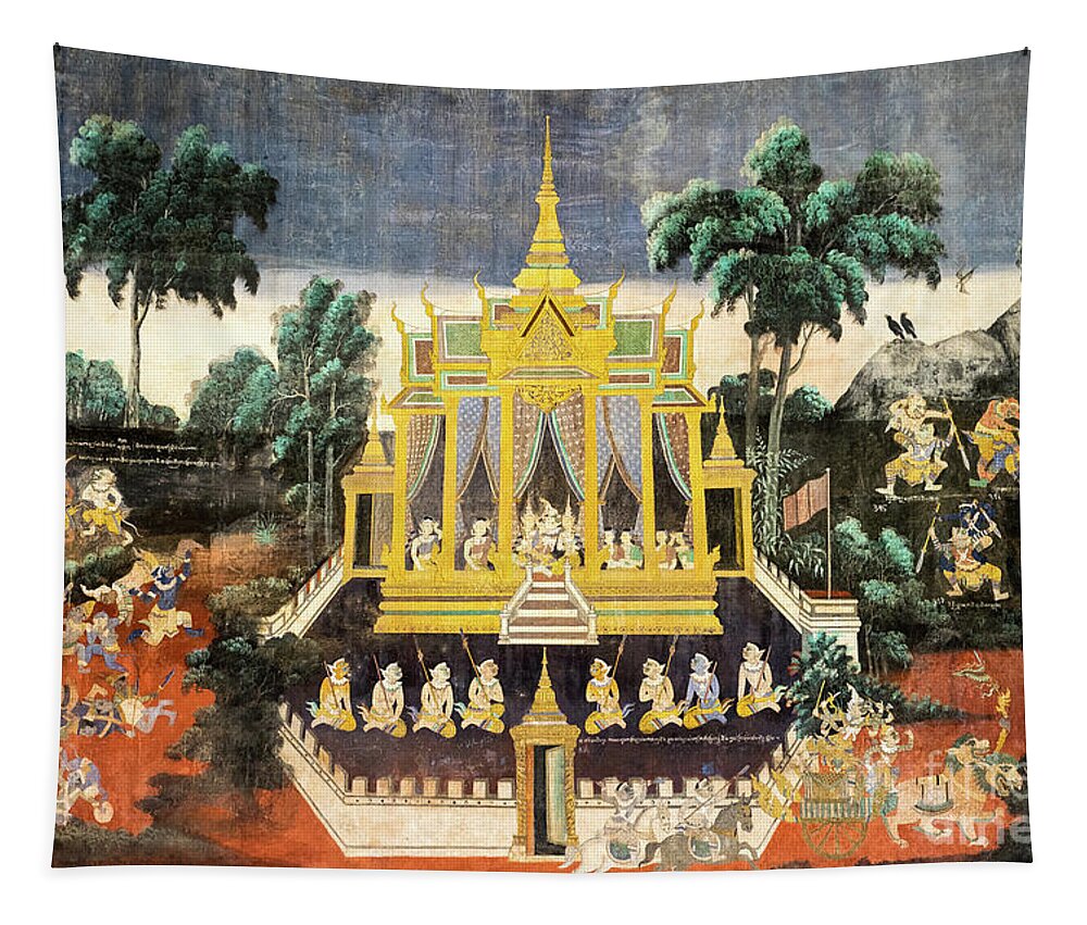 Cambodia Tapestry featuring the photograph Royal Palace Ramayana 10 by Rick Piper Photography