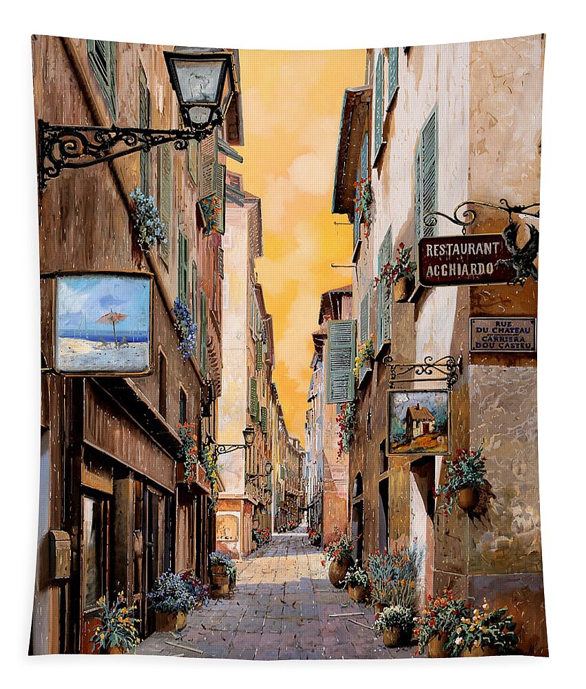 Nice Tapestry featuring the painting Rue Droite Nice by Guido Borelli