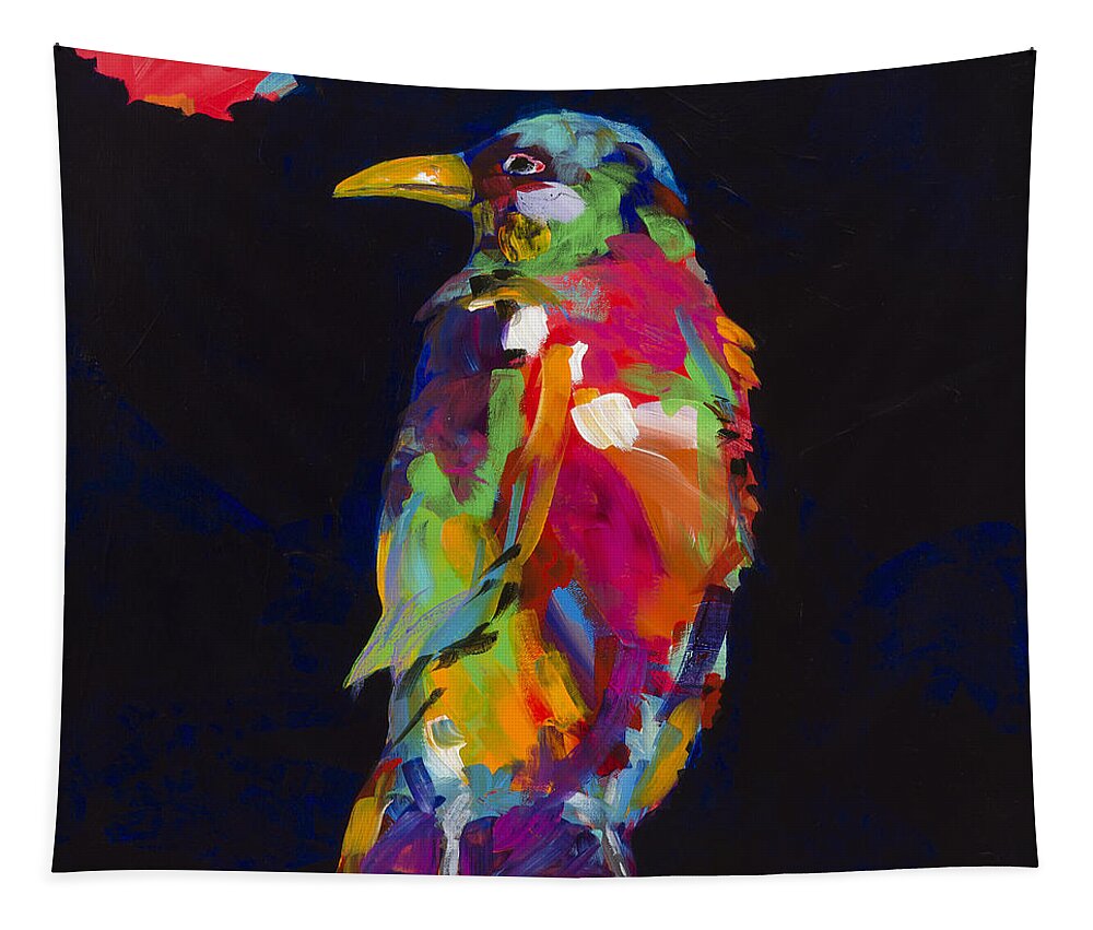 Ravens Tapestry featuring the painting Ruffled Feathers by Tracy Miller