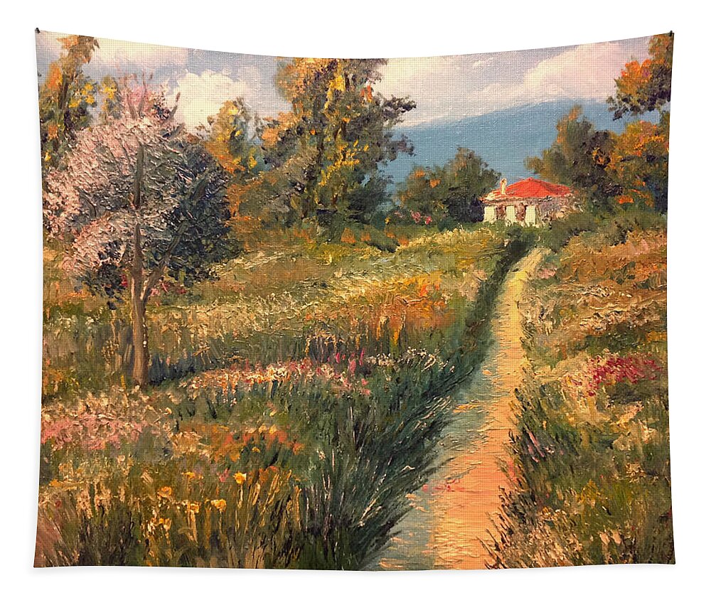 Cottage Tapestry featuring the painting Rural Idyll by Vit Nasonov