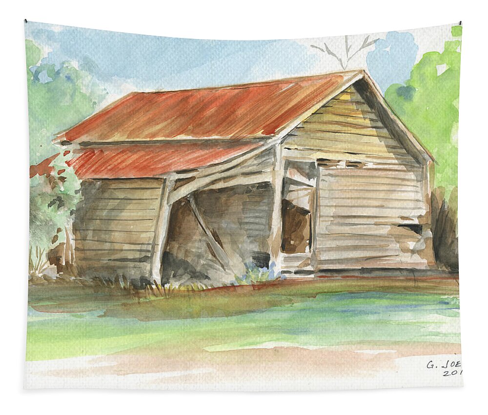 Barn Tapestry featuring the painting Rustic Southern Barn by Greg Joens