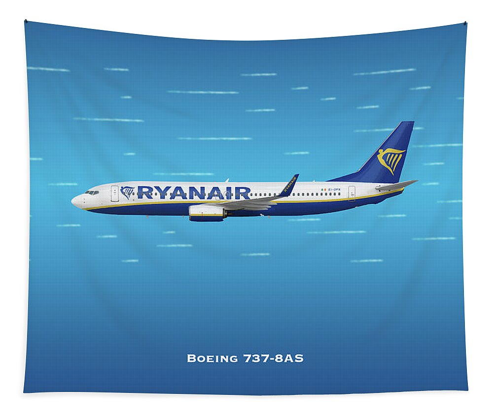 Boeing Tapestry featuring the digital art Ryan Air Boeing 737 by Airpower Art