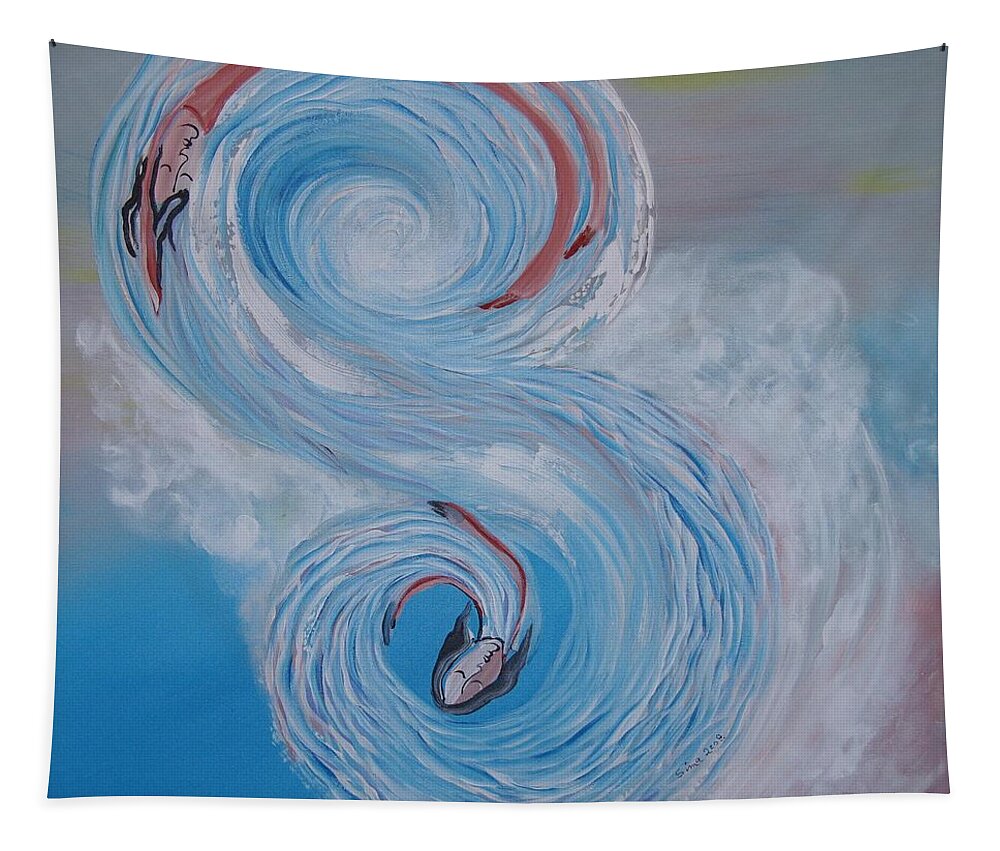 Waves Tapestry featuring the painting S Waves by Sima Amid Wewetzer