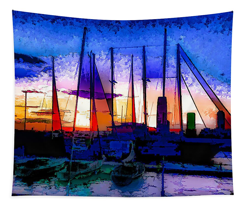 Marina Tapestry featuring the photograph Sailboats at Rest by Susan Eileen Evans