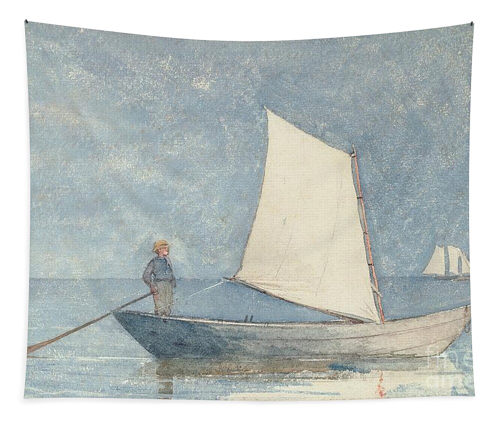 Boat Tapestry featuring the painting Sailing a Dory by Winslow Homer
