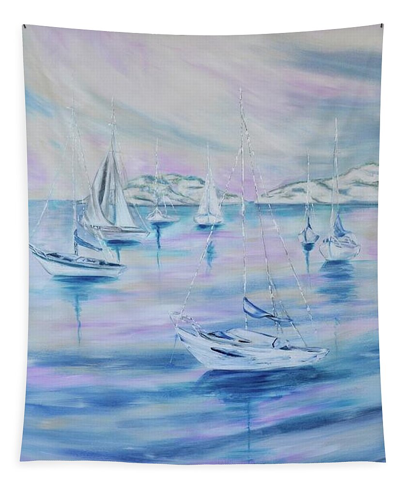 Sailing Tapestry featuring the painting Sailing by Debi Starr