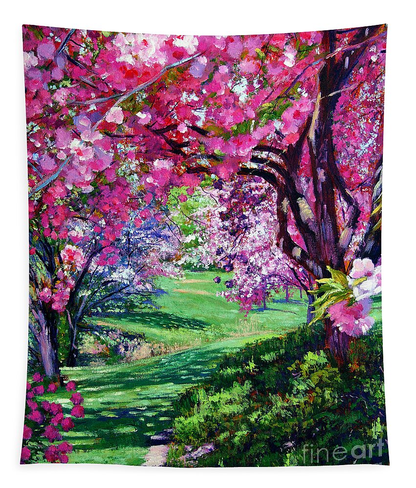 Cherry Blossoms Tapestry featuring the painting Sakura Romance by David Lloyd Glover