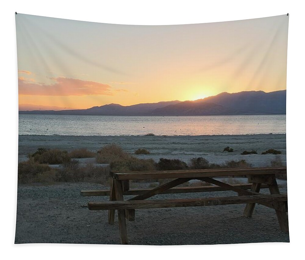 Salton Sea Tapestry featuring the photograph Salton Sea Picnic by Christy Pooschke