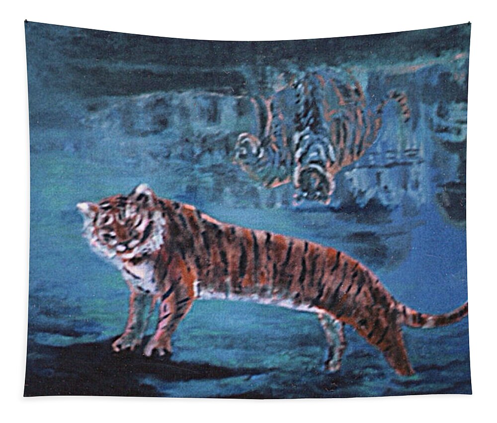 Tiger Tapestry featuring the painting Salvato dalle acque by Enrico Garff