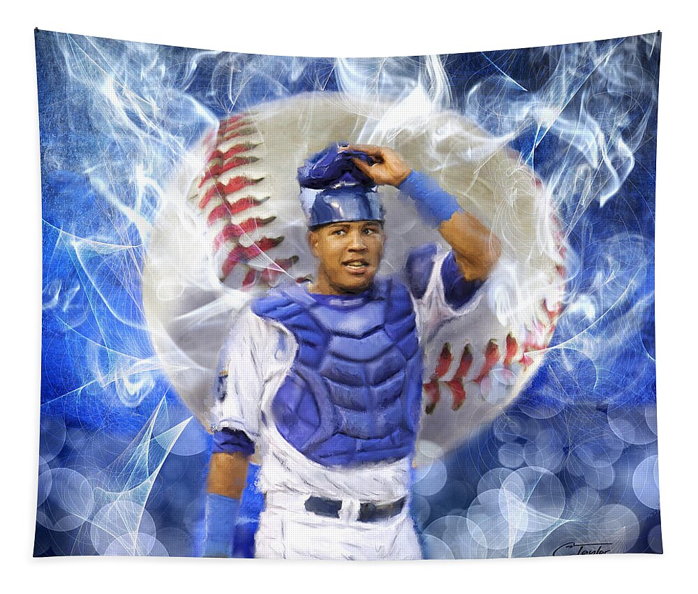 Salvie Tapestry featuring the painting Salvy the MVP by Colleen Taylor