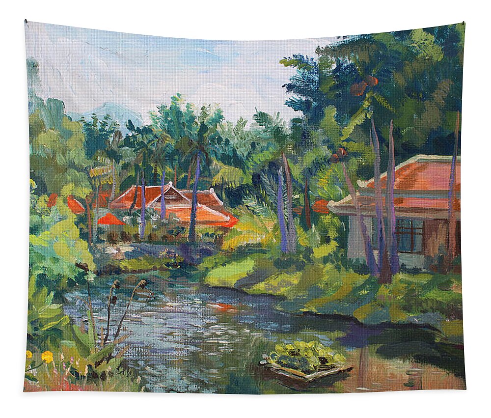 Thailand Tapestry featuring the painting Samui Life by Alina MalyKhina