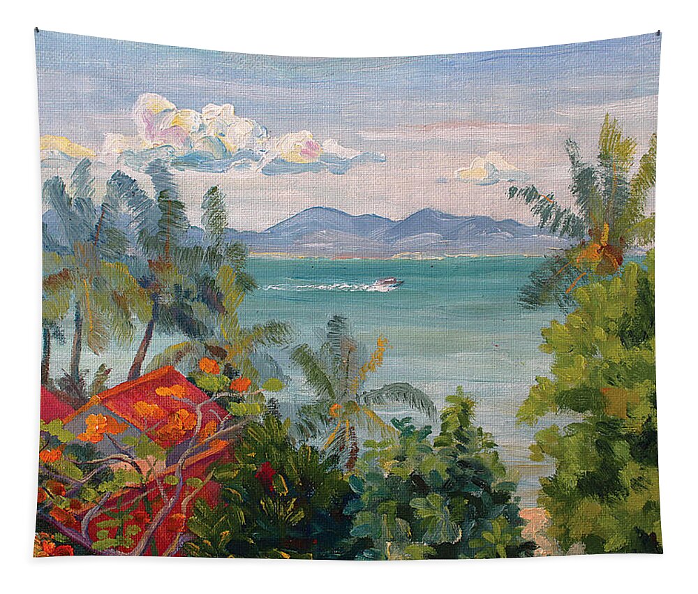 Thailand Tapestry featuring the painting Samui Morning by Alina Malykhina