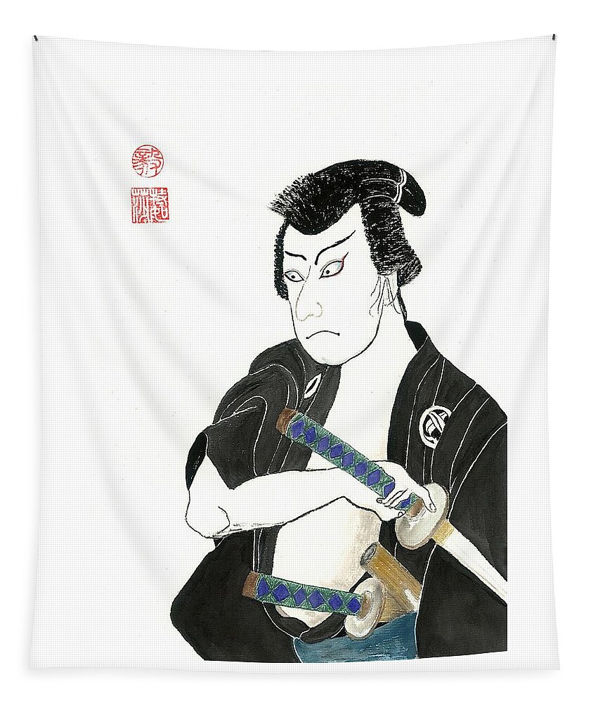 Warrior Tapestry featuring the painting Samurai by Terri Harris