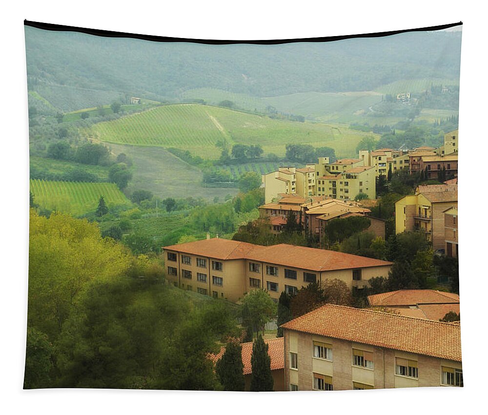 Tuscany Tapestry featuring the photograph San Gimignano Vista by Peggy Dietz