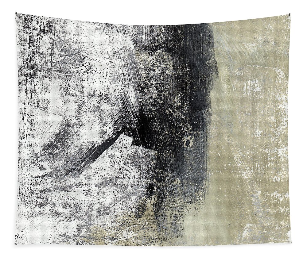 Grey Abstract Tapestry featuring the painting Sand and Steel- Abstract Art by Linda Woods