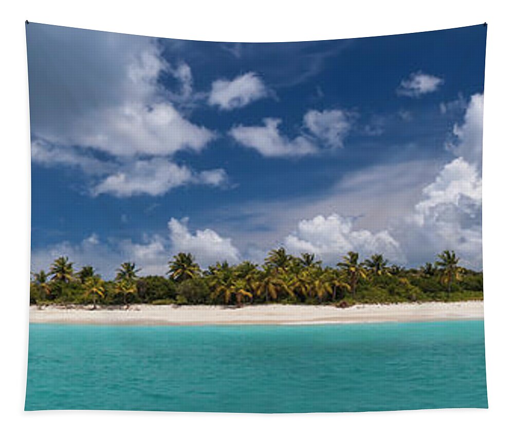 3scape Tapestry featuring the photograph Sandy Cay Beach British Virgin Islands Panoramic by Adam Romanowicz