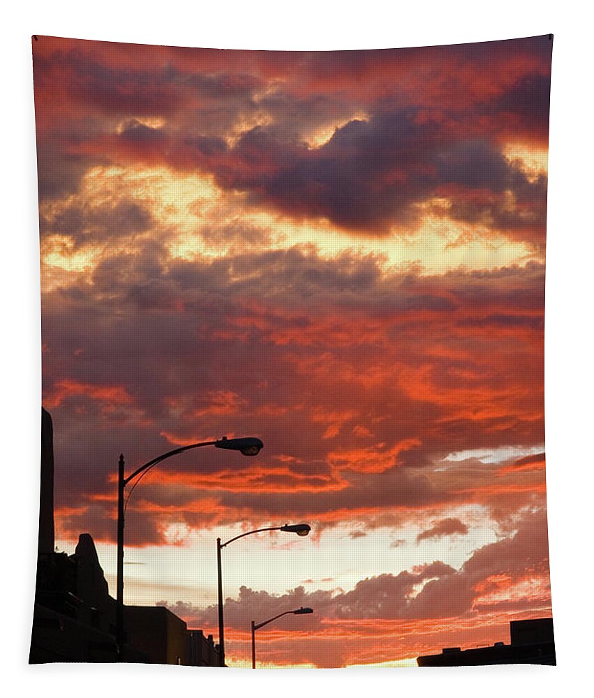 Cityscape Tapestry featuring the photograph Santa Fe at Dusk New Mexico by Julia Hiebaum