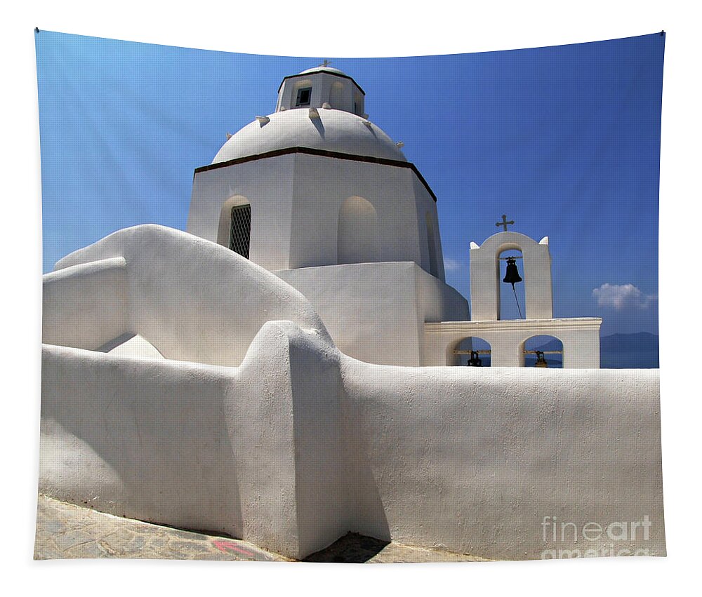 Greece Tapestry featuring the photograph Santorini Greece Architectual Line 4 by Bob Christopher