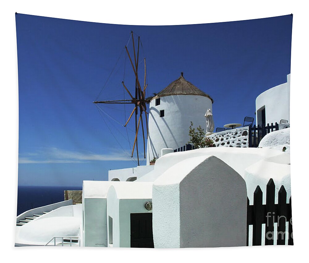 Greece Tapestry featuring the photograph Santorini Greece Architectual Line 5 by Bob Christopher