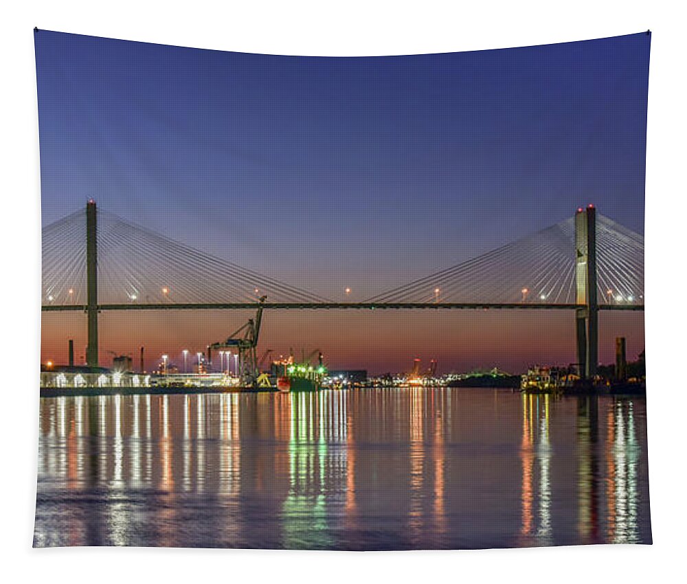 Savanna Tapestry featuring the photograph Savannah's Talmadge Memorial Bridge by Paul Quinn