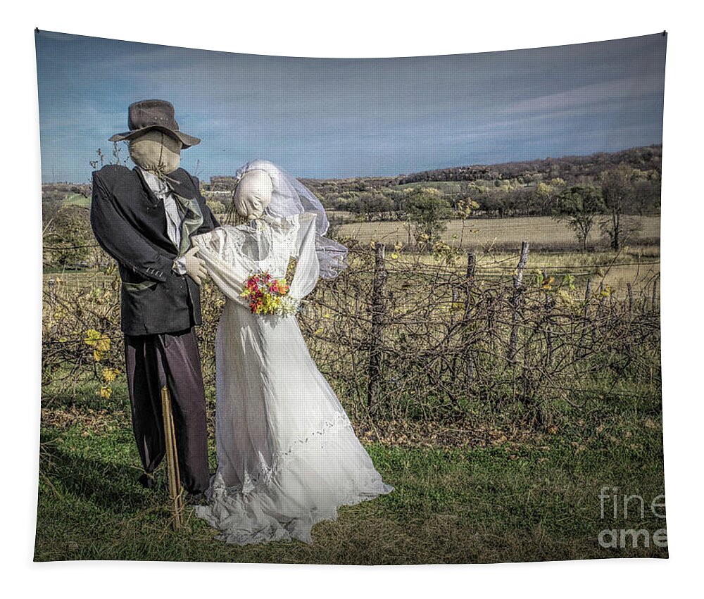 Missouri Tapestry featuring the photograph Scarecrow Wedding by Lynn Sprowl