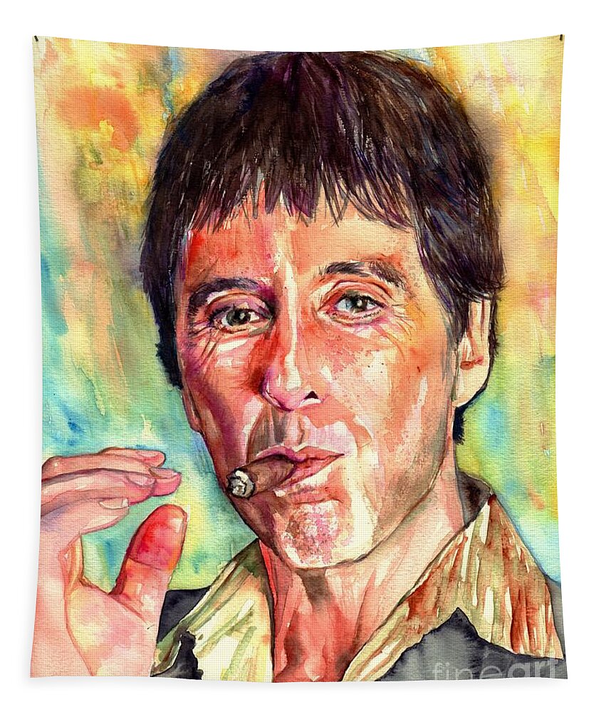 Al Pacino Tapestry featuring the painting Scarface by Suzann Sines