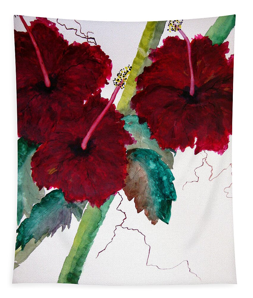 Hibiscus Tapestry featuring the painting Scarlet Red by Lil Taylor