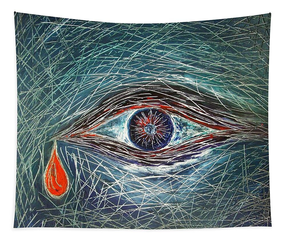 Scars Tapestry featuring the painting Scars in My Soul by Marianna Mills