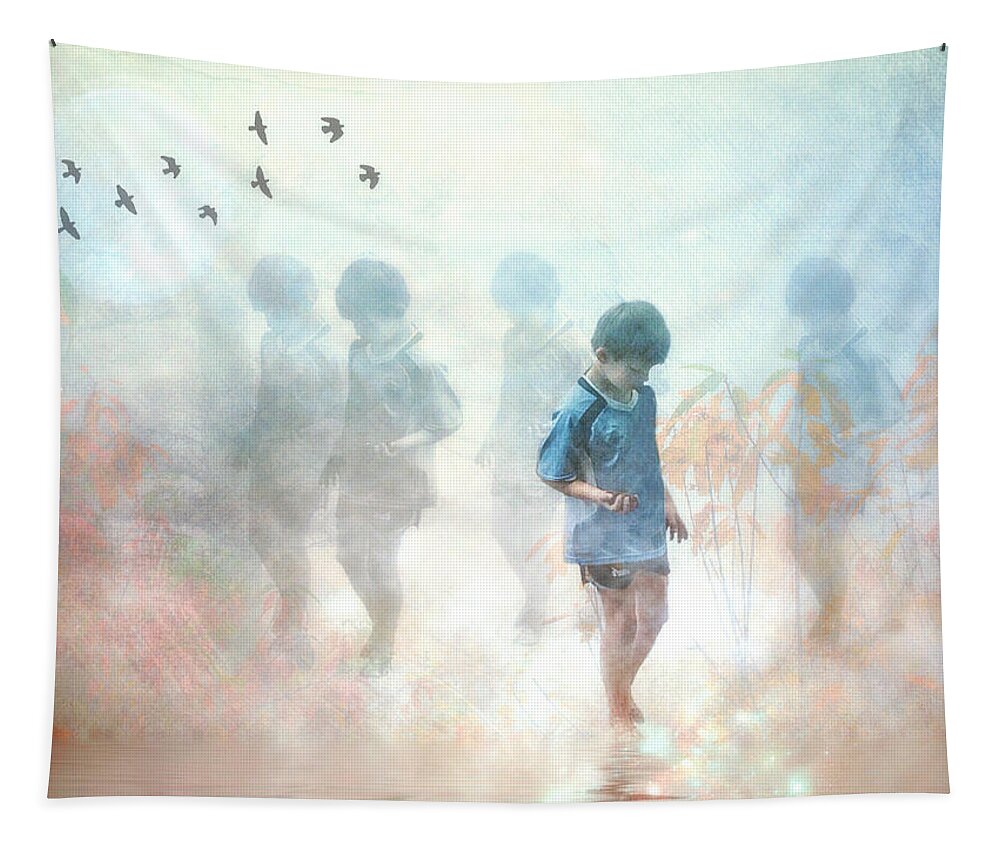 Digital Art Tapestry featuring the photograph Scavenger--holding The Earth by Melissa D Johnston