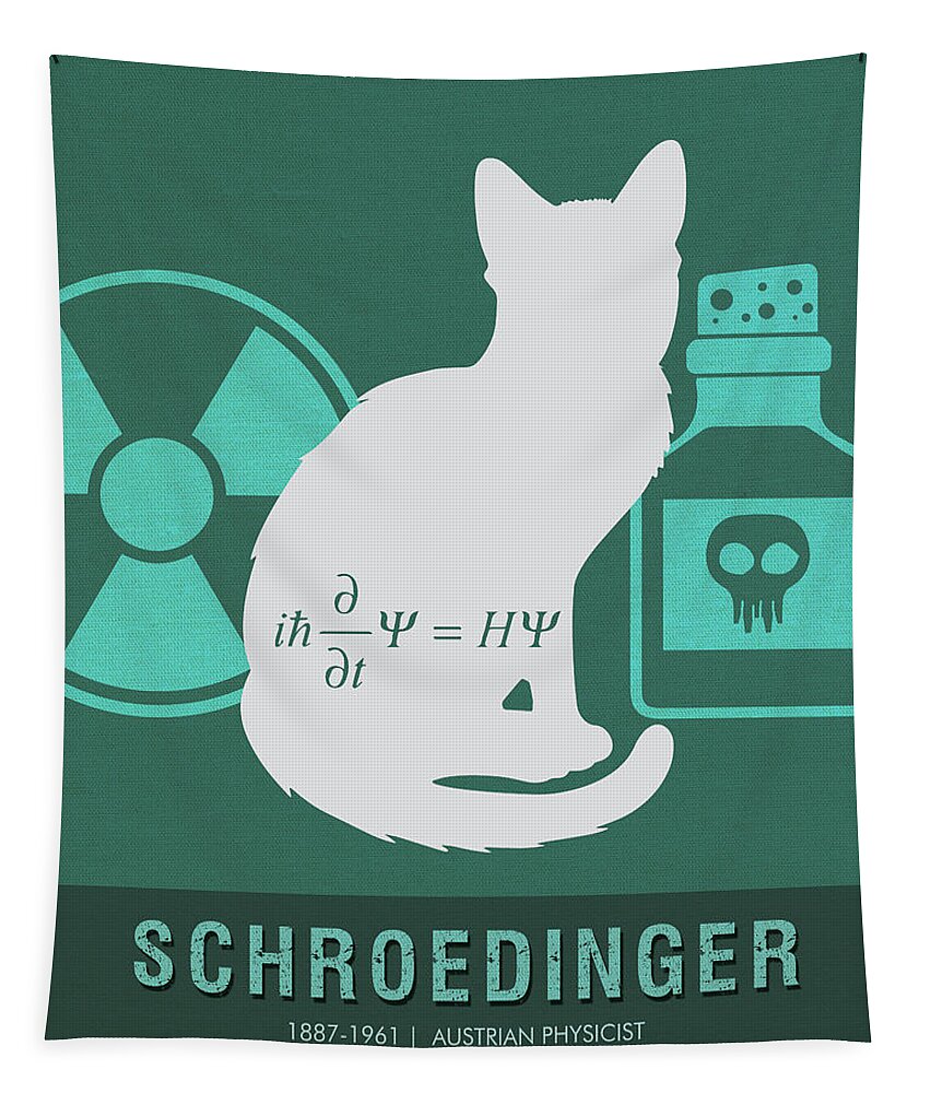 Schroedinger Tapestry featuring the mixed media Science Posters - Erwin Schroedinger - Physicist by Studio Grafiikka