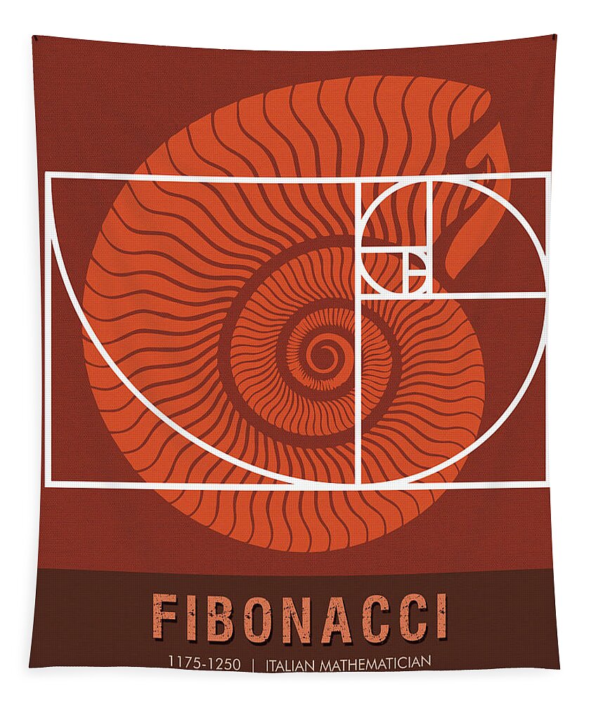 Fibonacci Tapestry featuring the mixed media Science Posters - Fibonacci - Mathematician by Studio Grafiikka