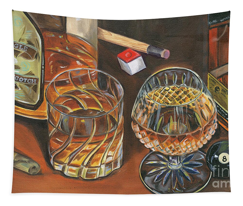 Scotch Tapestry featuring the painting Scotch Cigars and Poll by Debbie DeWitt