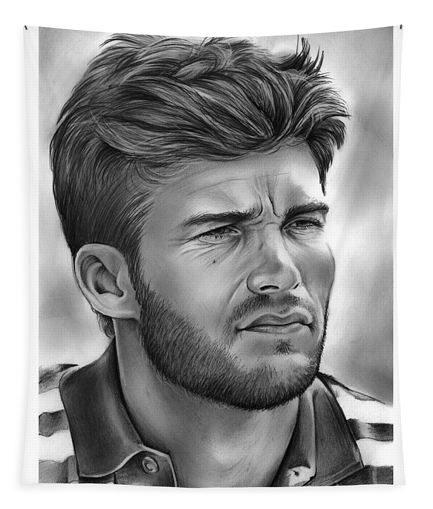 Scott Eastwood Tapestry featuring the drawing Scott Eastwood by Greg Joens