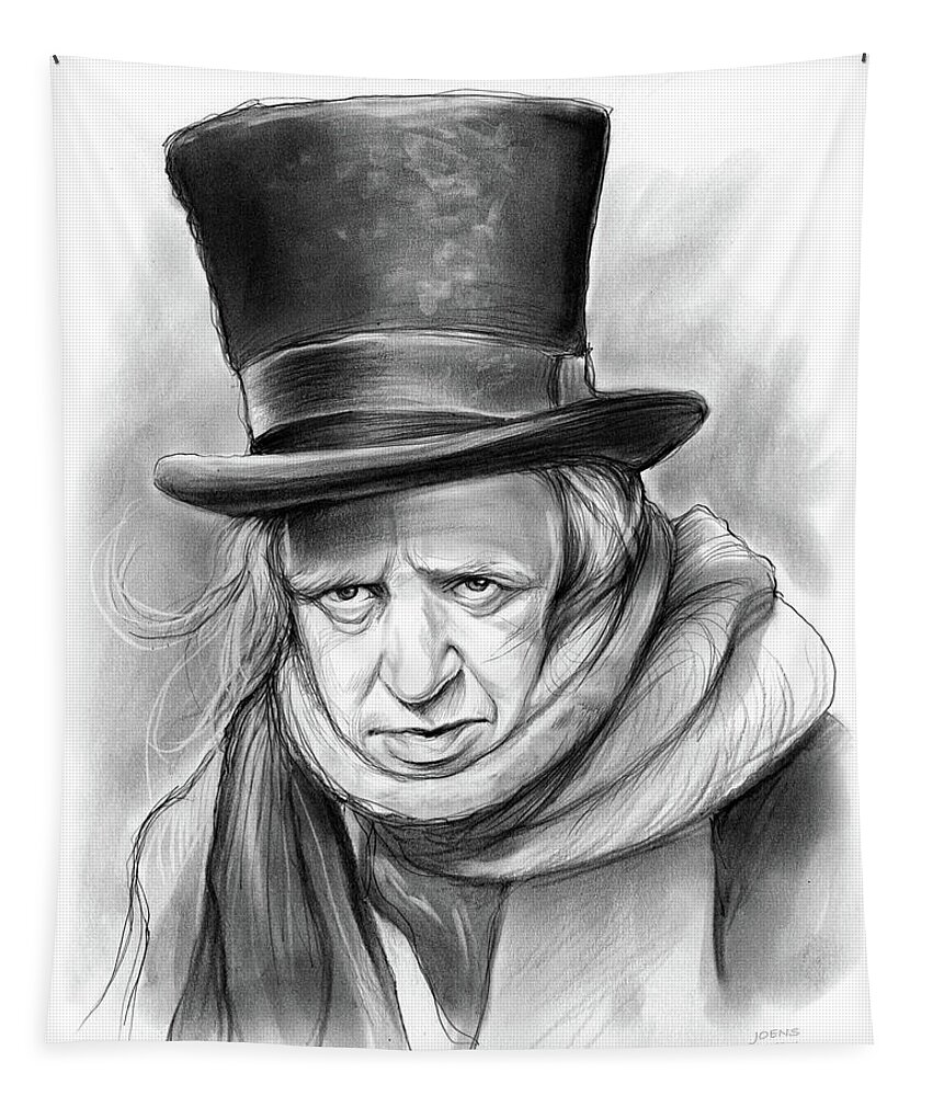 Alistair Sim Tapestry featuring the drawing Scrooge by Greg Joens