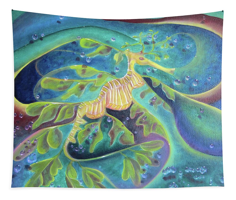 Sea Dragon Tapestry featuring the painting Sea Dragon by Sherry Strong