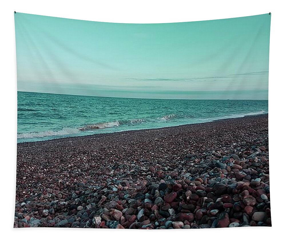Beach Tapestry featuring the photograph Sea Escape In Teal Green by Rowena Tutty