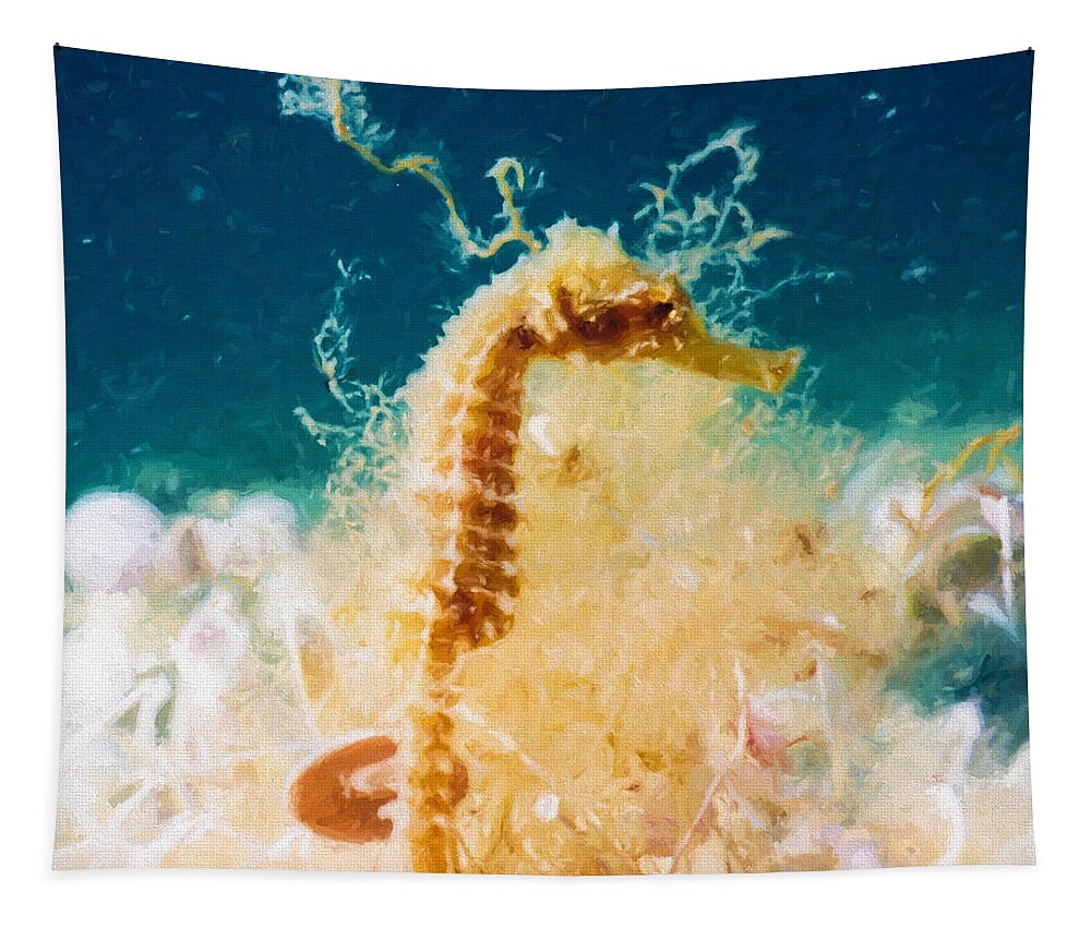 Hippocampus Tapestry featuring the digital art Sea Horse by Roy Pedersen