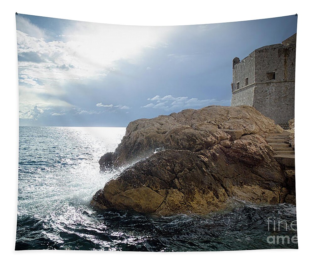 Dubrovnik Tapestry featuring the photograph Sea Mist Fortress by Becqi Sherman