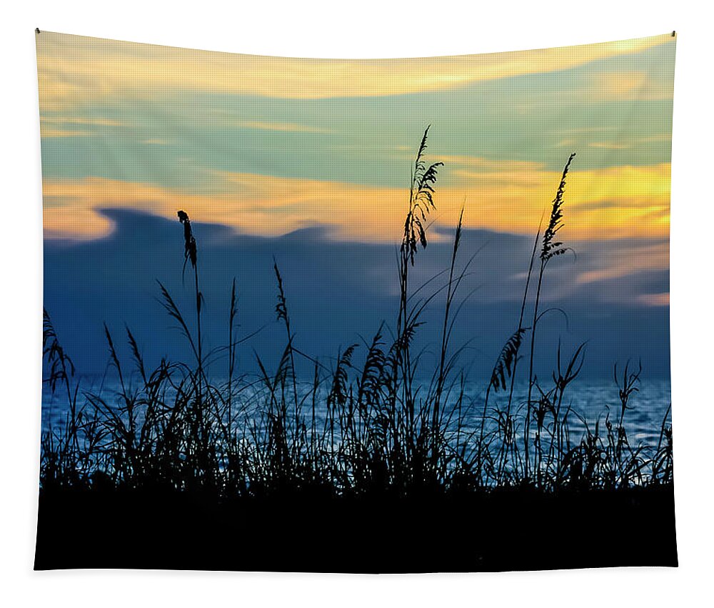 Sea Oats Tapestry featuring the photograph Sea oat Sunset by Robert Wilder Jr