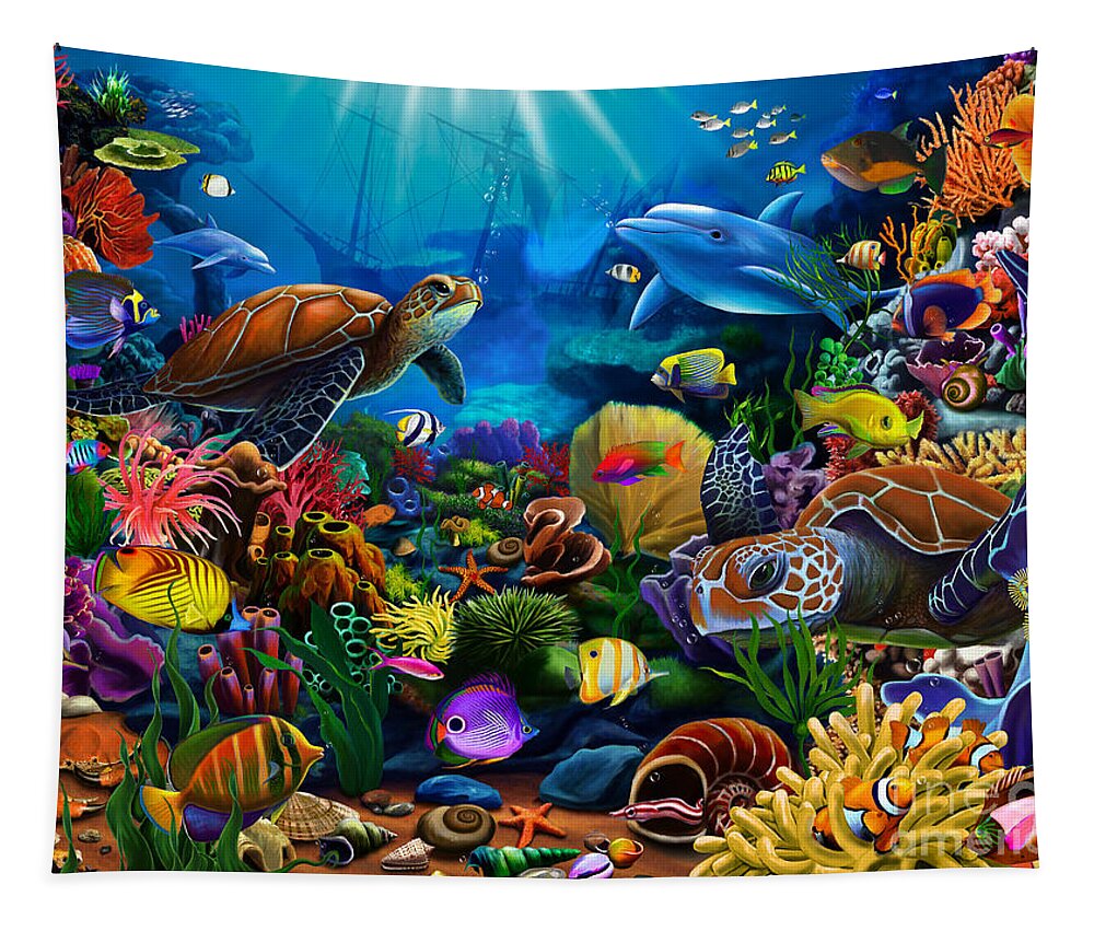 Gerald Newton Tapestry featuring the digital art Sea of Beauty by MGL Meiklejohn Graphics Licensing