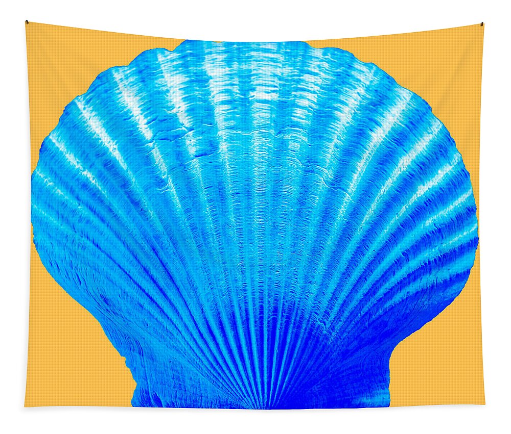 Sea Tapestry featuring the photograph Sea Shell blue and gold by WAZgriffin Digital