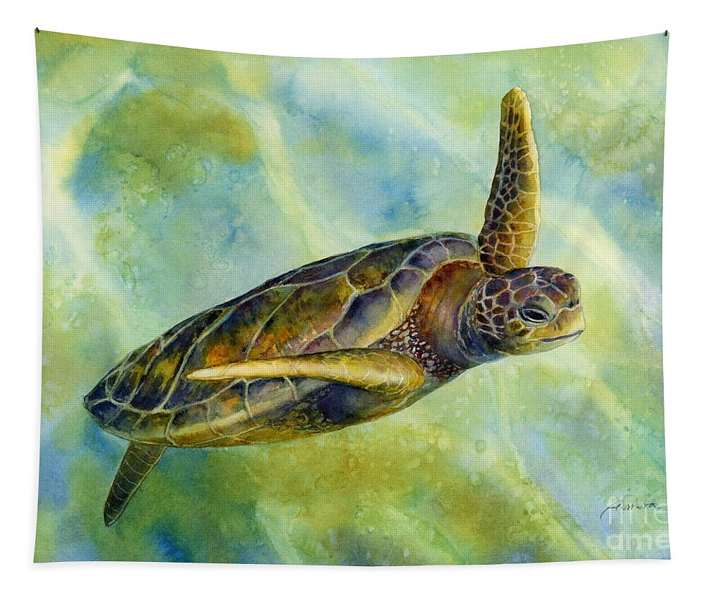 Underwater Tapestry featuring the painting Sea Turtle 2 by Hailey E Herrera
