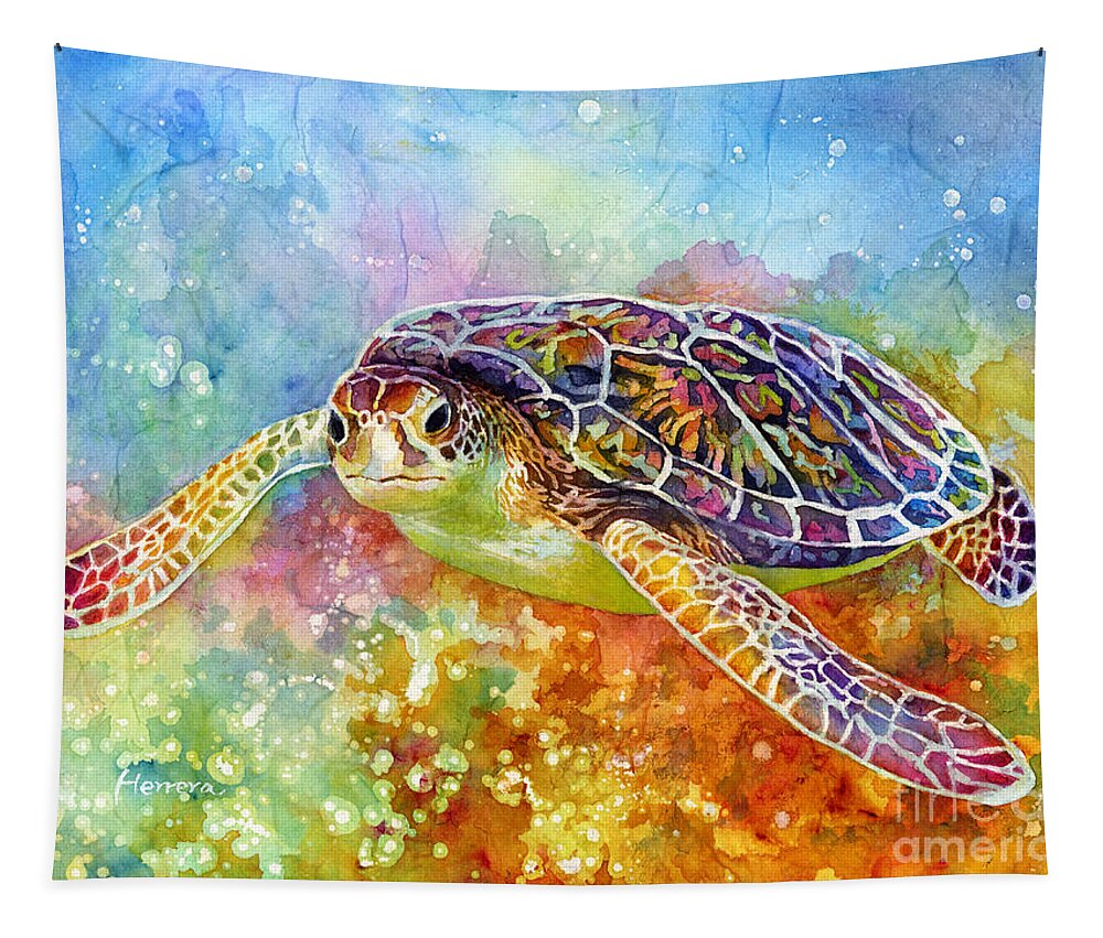 Turtle Tapestry featuring the painting Sea Turtle 3 by Hailey E Herrera