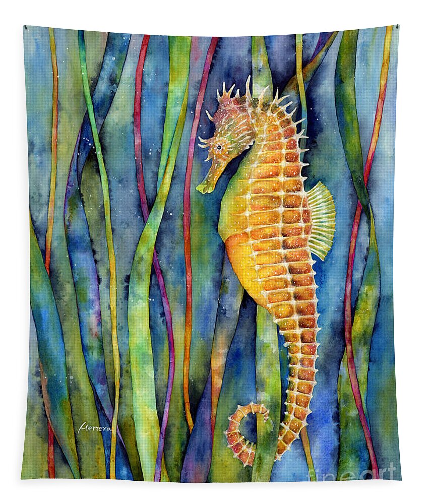 Seahorse Tapestry featuring the painting Seahorse by Hailey E Herrera