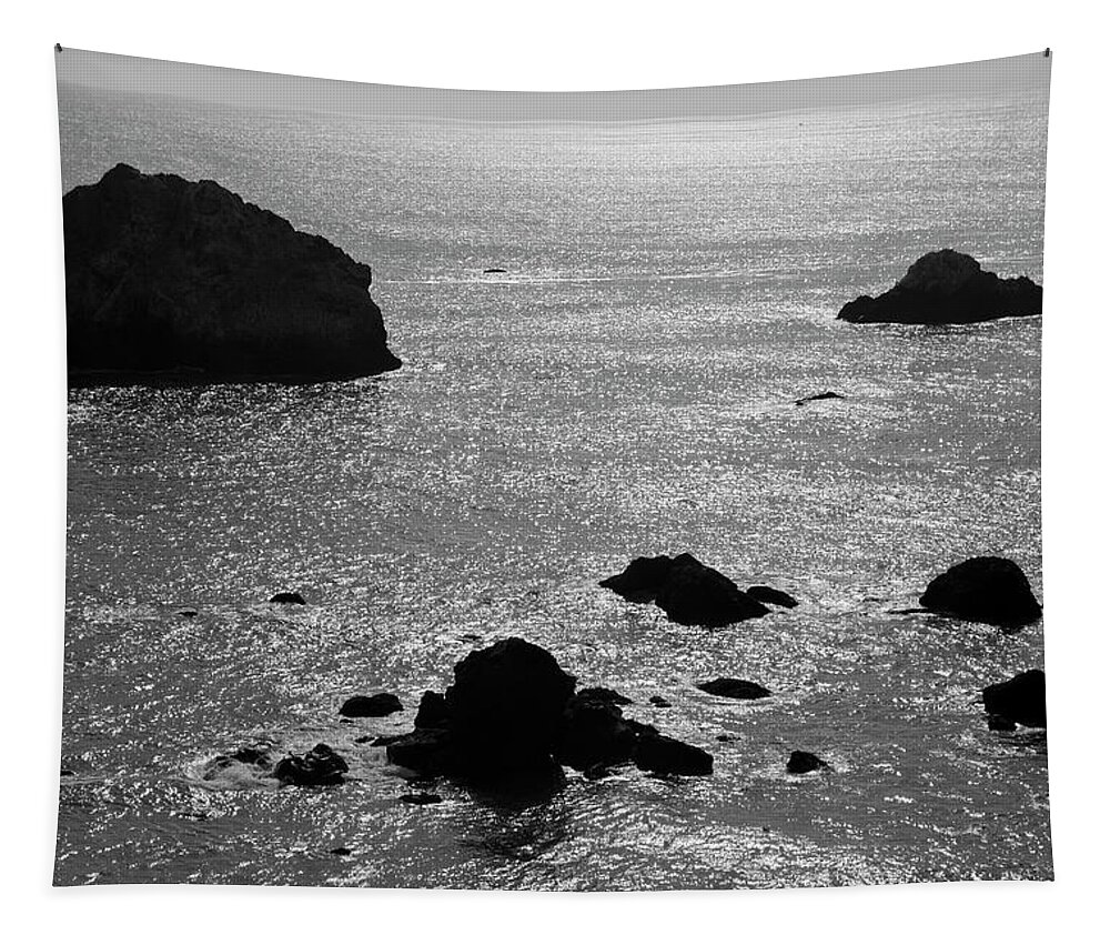 Jenner Tapestry featuring the photograph Seascape Jenner California II BW by David Gordon