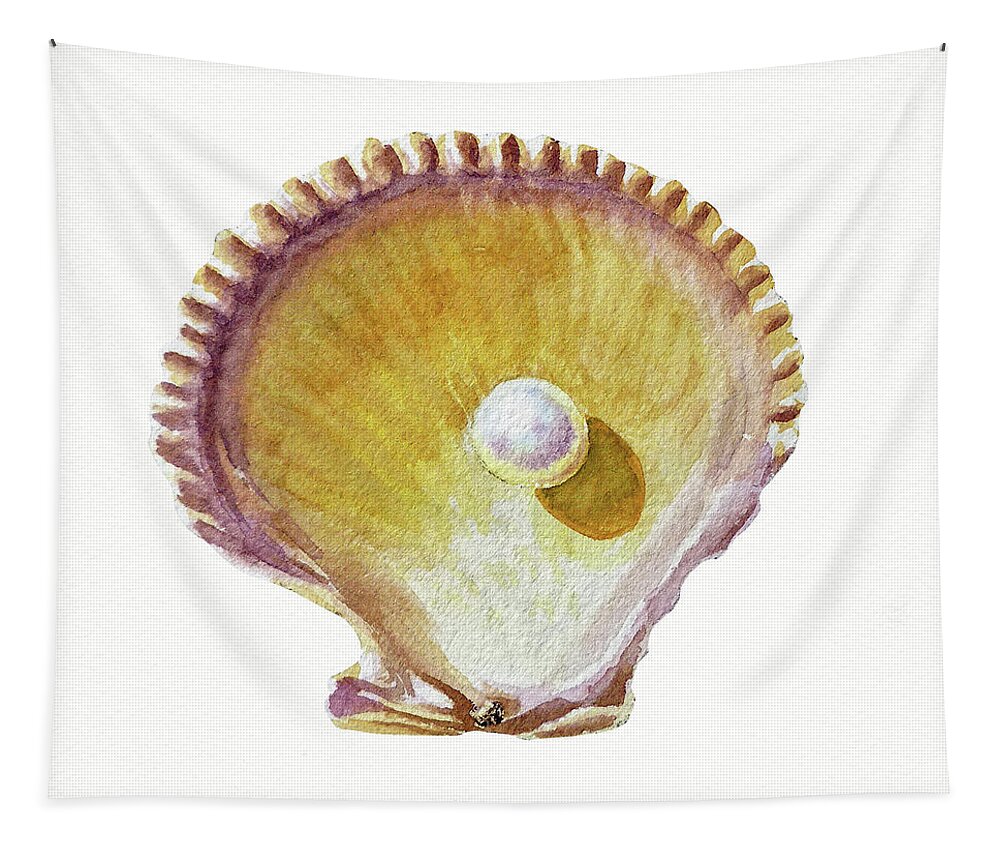 Shell Tapestry featuring the painting Seashell Art Beach Treasure Sea Shell VI by Irina Sztukowski