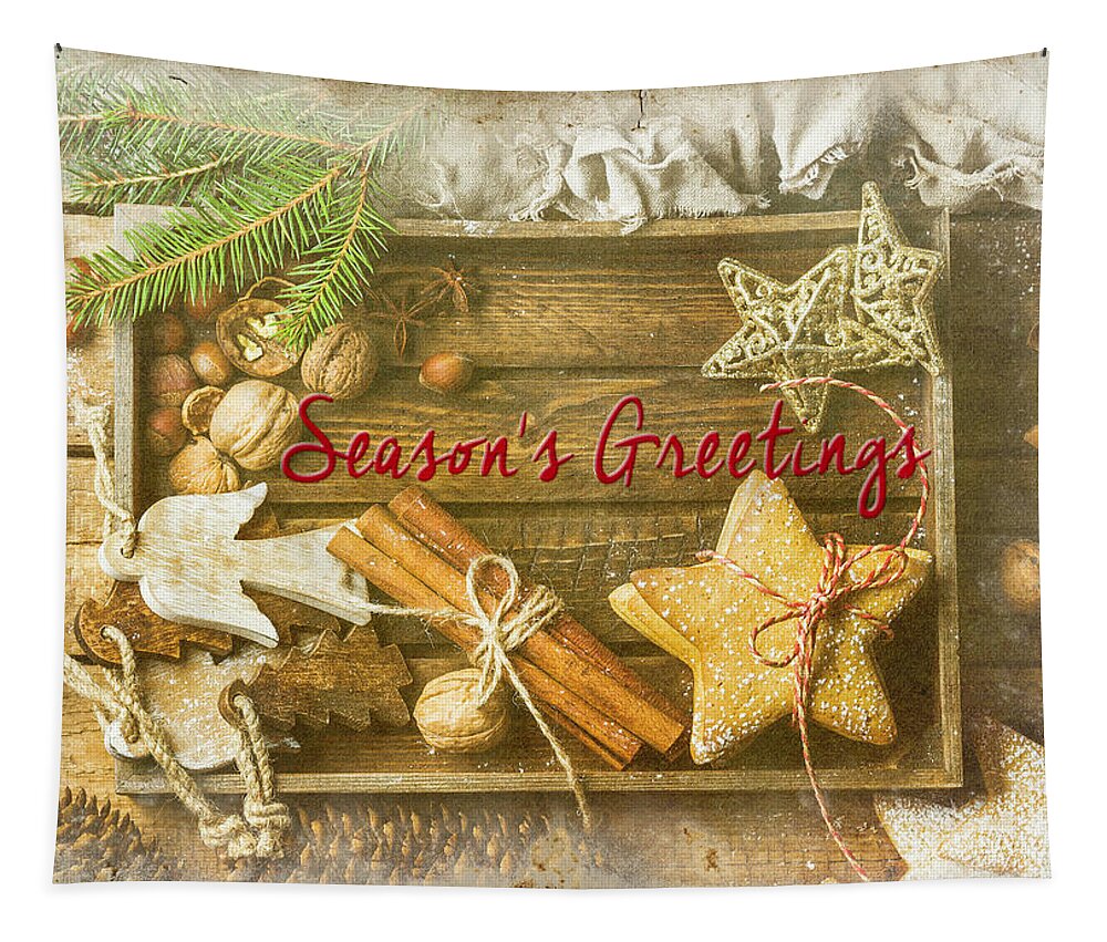 Christmas Tapestry featuring the photograph Season's Greetings by Teresa Wilson